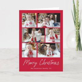 Rood kerstscript 6 Foto Collage Feestdagen Kaart