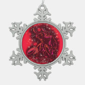 Rood kerstsierbloem Sterrennacht Tin Sneeuwvlok Ornament (Voorkant)