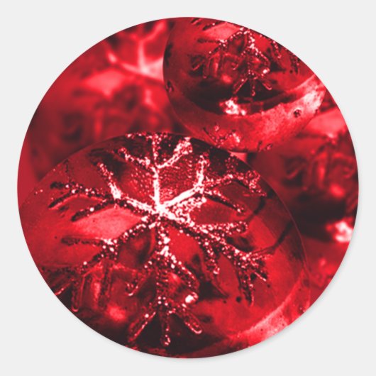 Rood kerstsierkaartjes ronde sticker (Voorkant)