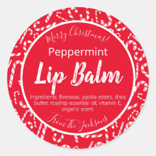 Rood kerstsnoepje Peppermint Lip Balm Label