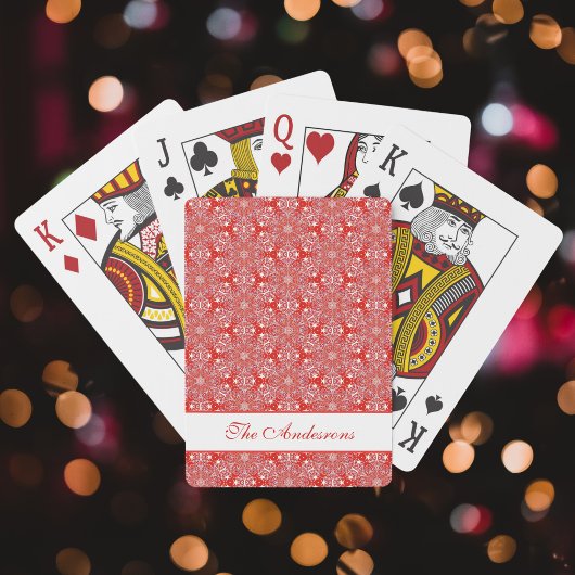 Rood kerstsnowflake Star Pattern gepersonaliseerd Pokerkaarten