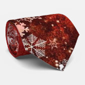 Rood kerstsnowflake Winter Holiday stropdas (Opgerold)