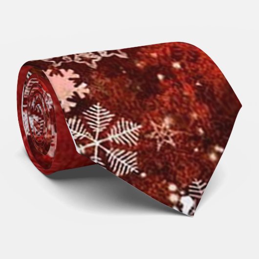 Rood kerstsnowflake Winter Holiday stropdas (Opgerold)