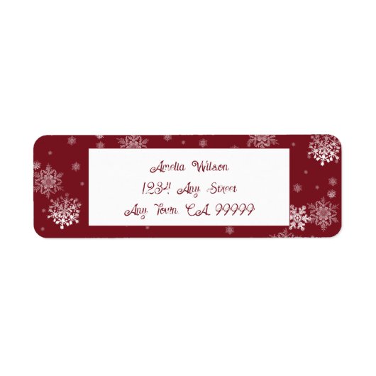 Rood kerstsnowflakes etiket (Voorkant)