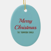 Rood kerststouwen met snoepsuikerriet en Holly Keramisch Ornament (Achterkant)