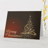 Rood kerstthema met gouden kerstboom kaart (Gele Bloem)