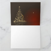 Rood kerstthema met gouden kerstboom kaart (Binnen)