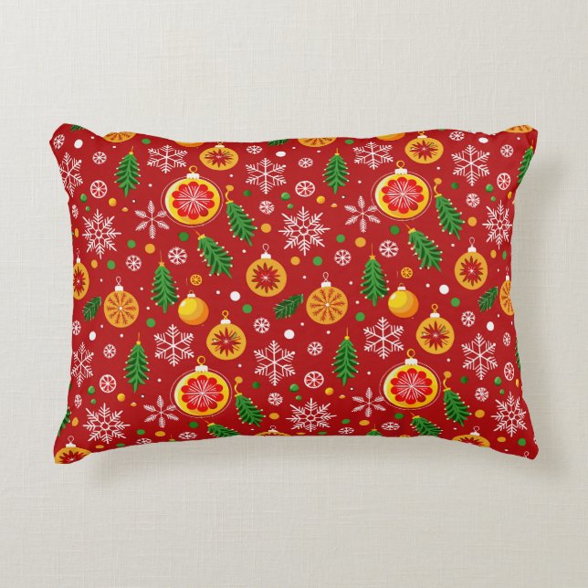 Rood kerstthema patroon accent kussen (Voorkant)