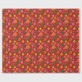 Rood kerstthema patroon cadeaupapier (Vlak)