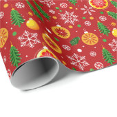 Rood kerstthema patroon cadeaupapier (Rol Hoek)