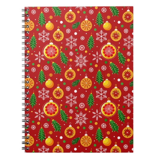 Rood kerstthema patroon notitieboek (Voorkant)
