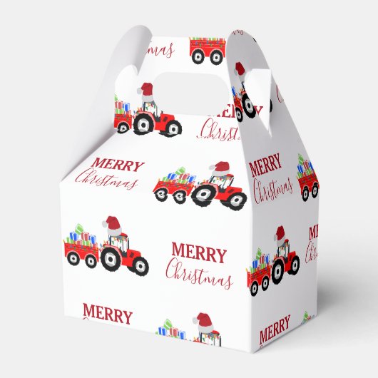 Rood kersttractor Boerderij Bedankdoosjes (Achterkant)