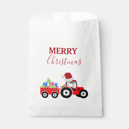 Rood kersttractor Boerderij Bedankzakje (Voorkant)