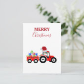 Rood kersttractor Boerderij Feestdagenkaart (Staand voorkant)
