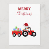 Rood kersttractor Boerderij Feestdagenkaart (Voorkant)