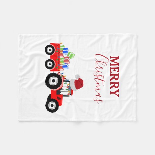 Rood kersttractor Boerderij Fleece Deken (Voorkant (Horizontaal))