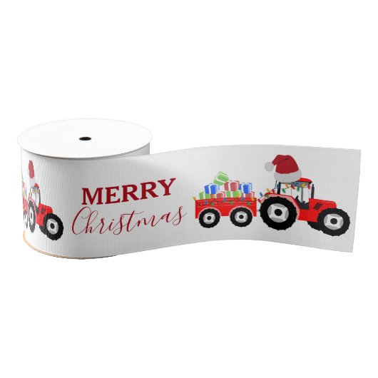 Rood kersttractor Boerderij Grosgrain Lint (Spoel)