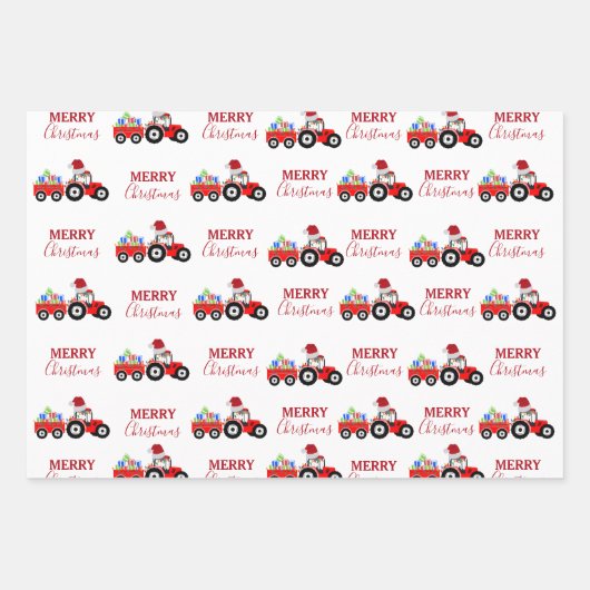 Rood kersttractor Boerderij Inpakpapier Vel (Voorkant 2)