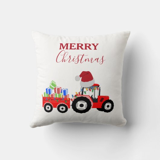 Rood kersttractor Boerderij Kussen (Achterkant)