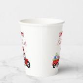 Rood kersttractor Boerderij Papieren Bekers (Rechts)