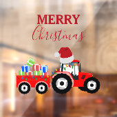 Rood kersttractor Boerderij Raamsticker (Vel 2)