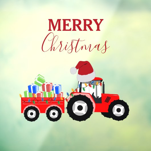 Rood kersttractor Boerderij Raamsticker (Vel 3)