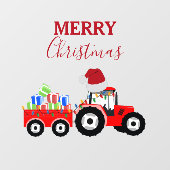 Rood kersttractor Boerderij Raamsticker (Vel)