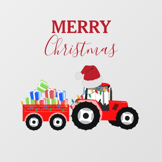 Rood kersttractor Boerderij Raamsticker (Vel)