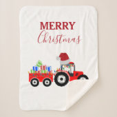 Rood kersttractor Boerderij Sherpa Deken (Voorkant)