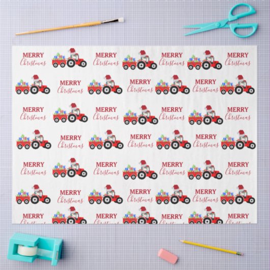 Rood kersttractor Boerderij Tissuepapier (Craft)