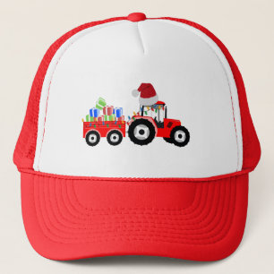 Rood kersttractor Boerderij Trucker Pet