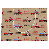 Rood kersttractor Truck Boerderij Aangepaste naam  Groot Cadeauzakje (Voorkant)