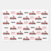 Rood kersttractor Truck Boerderij Aangepaste naam Inpakpapier Vel (Voorkant 3)
