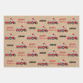 Rood kersttractor Truck Boerderij Aangepaste naam  Inpakpapier Vel (Voorkant 3)