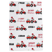 Rood kersttractor Truck Boerderij Aangepaste naam Medium Cadeauzakje (Achterkant)