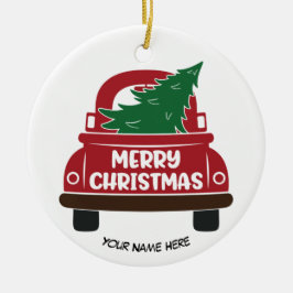 Rood kersttruck Aanpasbaar Ornament voor keramiek