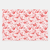 Rood kerstVakantie voor Waterverf van vogels Inpakpapier Vel (Voorkant 3)