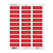 Rood kerstvakantieadres etiket (Full Sheet)