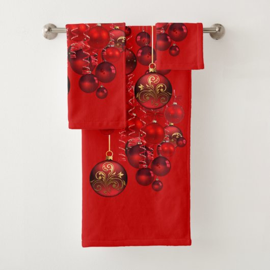 Rood kerstversiering Feestdagen Doordhanddoekset Bad Handdoek (Insitu)