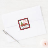  rood kerstvrachtwagen Buffalo speladres Vierkante Sticker (Envelop)