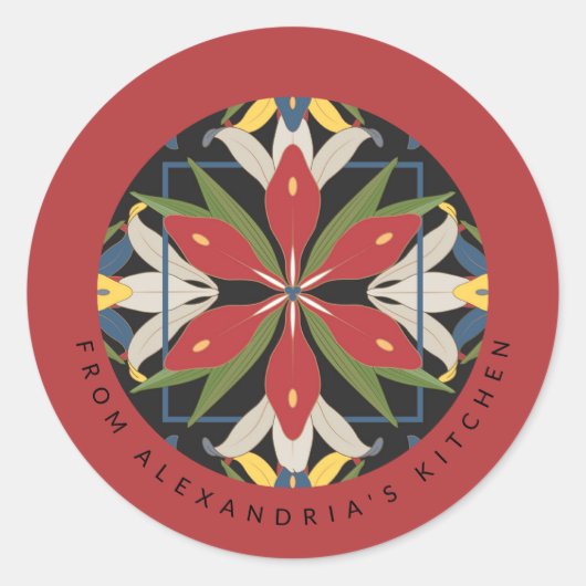 Rood keuken tegeldesign | Vanuit de keuken van Ronde Sticker (Voorkant)