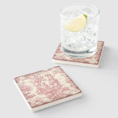 rood kinder Toile de Jouy afgedrukt Stenen Onderzetter (Zijkant)