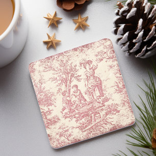  rood kinder Toile de Jouy afgedrukt Stenen Onderzetter