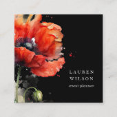 Rood klaproos bloem Elegant Visitekaartje (Voorkant)