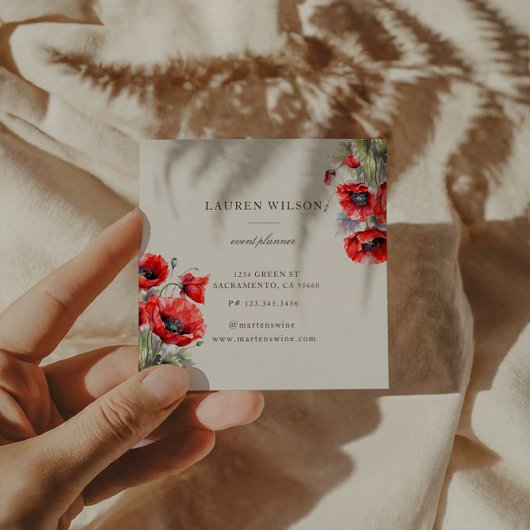 Rood klaproos bloem Elegant Visitekaartje