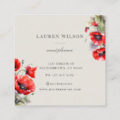 Rood klaproos bloem Elegant Visitekaartje (Achterkant)