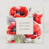 Rood klaproos bloem Elegant Visitekaartje (Voorkant)