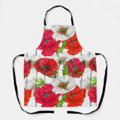 Rood klaproos  modern bloemig elegant patroon schort (Voorkant)