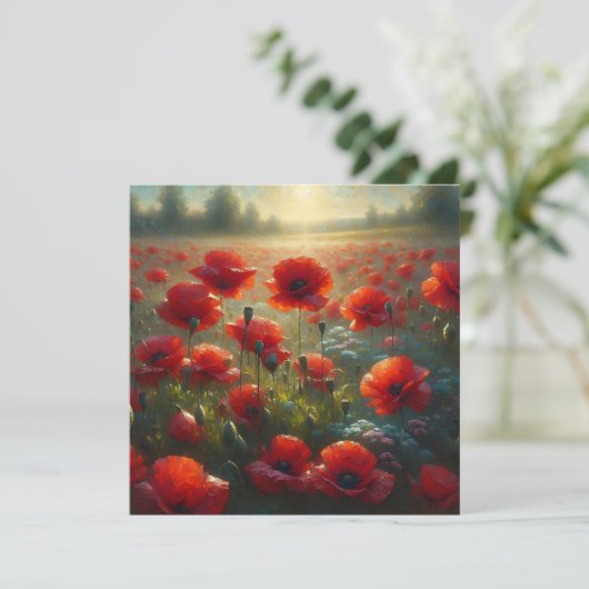  rood klaproos veld op een zomerdag (Staand voorkant)