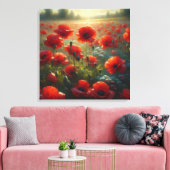 rood klaproos veld op een zomerdag canvas afdruk (Insitu (Woonkamer))
